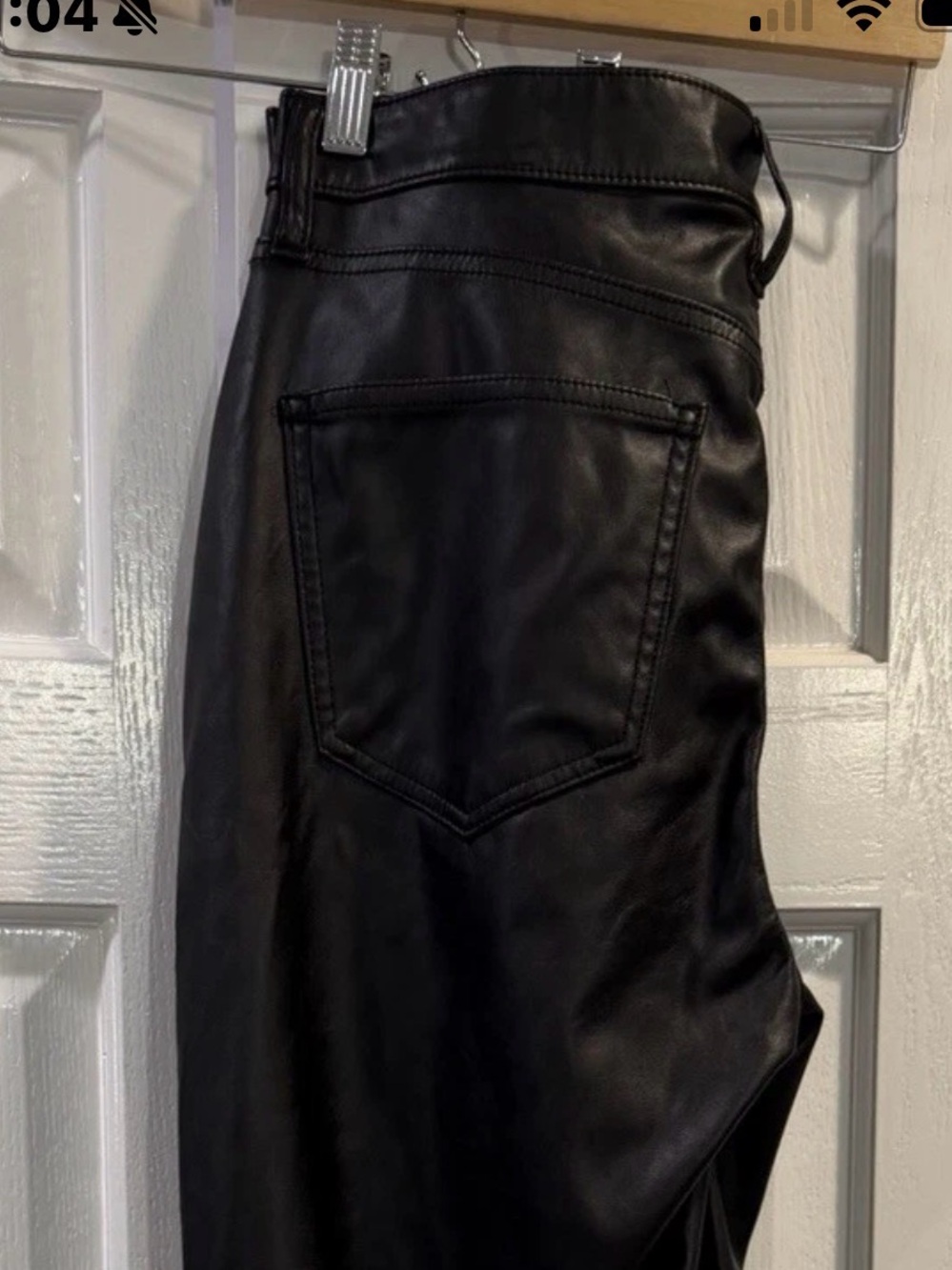GAP Black Faux Leather Straight-Leg Pants Size 12/31R - High Rise Vintage Slim